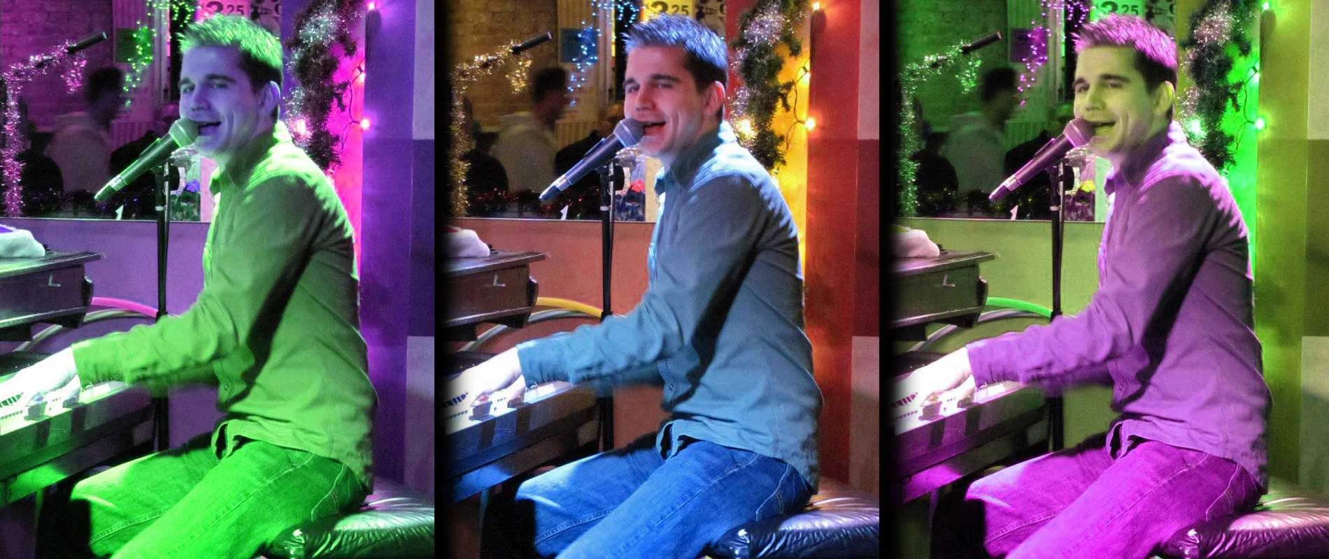 Lee Huff performing at a dueling-piano show